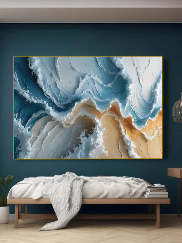 Beach Waves Watercolor Canvas – Instant Download, Coastal Vibes!