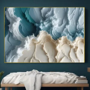 Beach Waves Canvas: Coastal Decor Inspiration for 2025 - Beach Waves Watercolor Canvas, Instant Coastal Vibes – Instant Download!