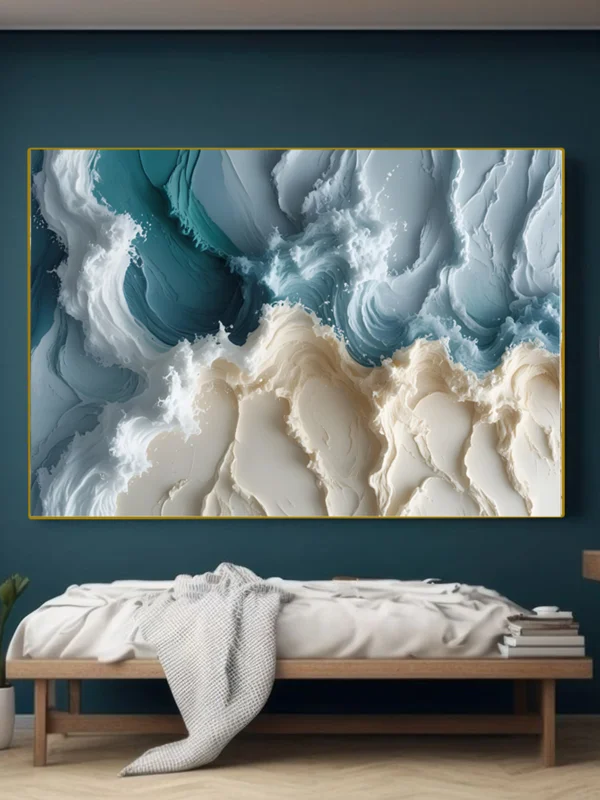 Beach Waves Watercolor Canvas, Instant Coastal Vibes – Instant Download!