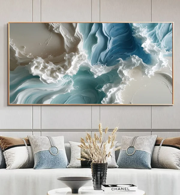 Beach Waves Watercolor Canvas, Modern Wall Art Instant Coastal Vibes – Digital Download! - Image 3