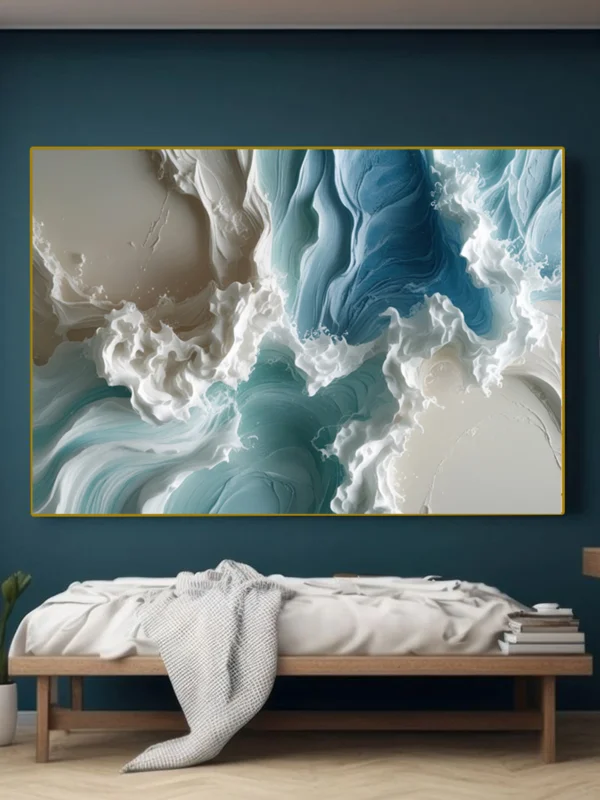 Beach Waves Watercolor Canvas, Modern Wall Art Instant Coastal Vibes – Digital Download!