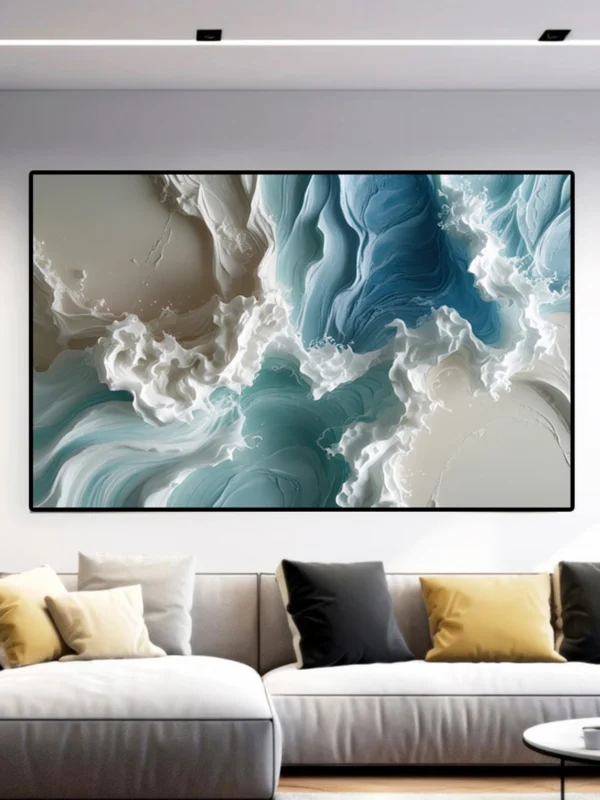 Beach Waves Watercolor Canvas, Modern Wall Art Instant Coastal Vibes – Digital Download! - Image 4
