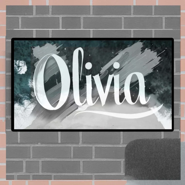 Olivia - Elegant Name Artwork Ocean Waves BackGround (Instant Download)