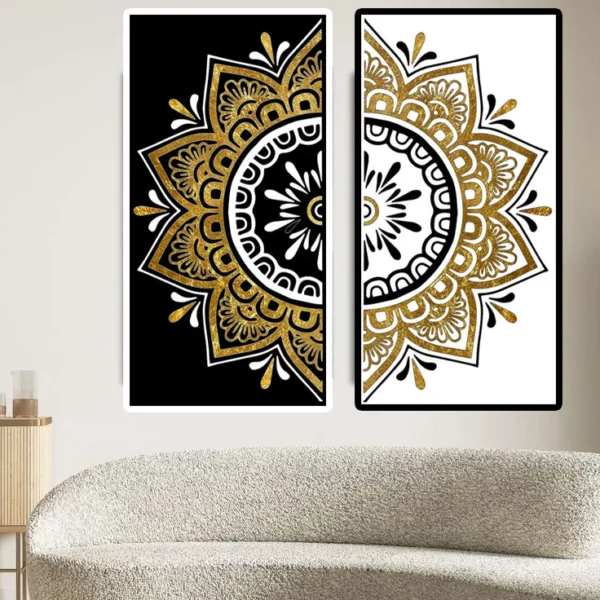 2-Panel Mandala Art Canvas – Digital Download | Boho Wall Decor | Modern Prints - Image 2