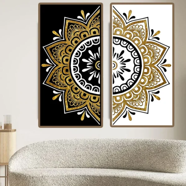 2-Panel Mandala Art Canvas – Digital Download | Boho Wall Decor | Modern Prints