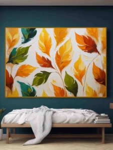 Massive Canvas Wall Art – Stunning Leaves Pattern for Bold Statement Walls - hand stretched canvas